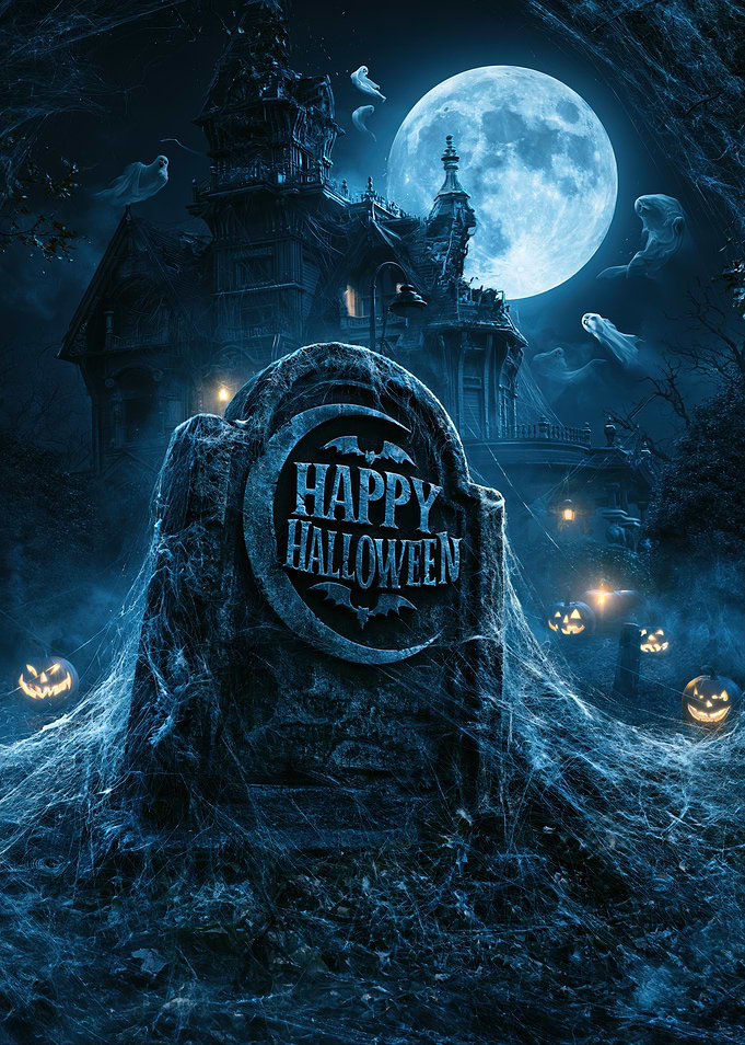 Spooky Haunted House Halloween Tombstone