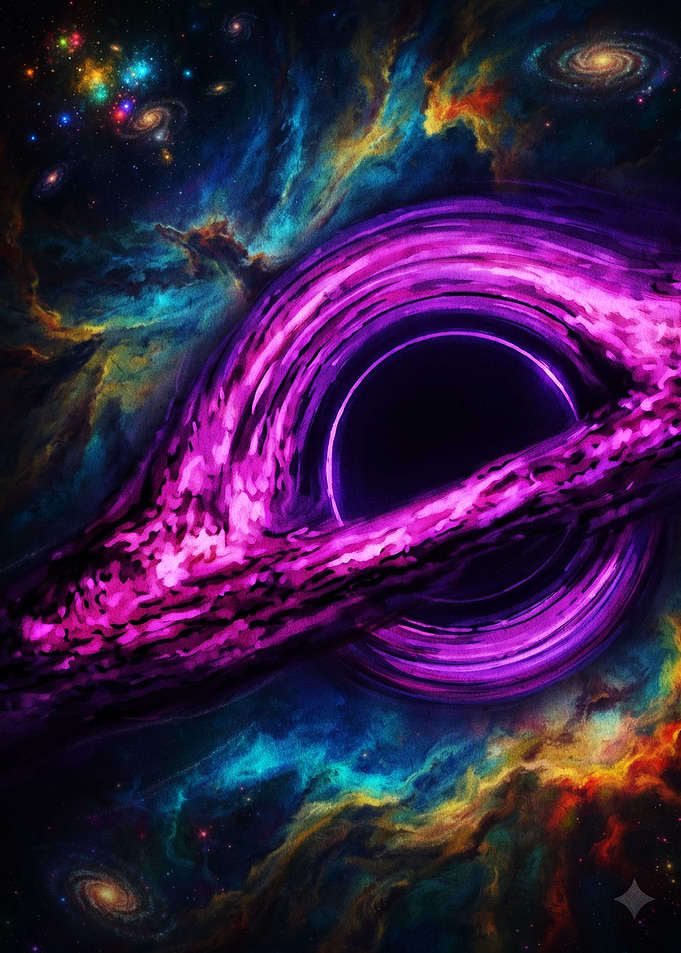 Vibrant Purple Black Hole Nebula Art