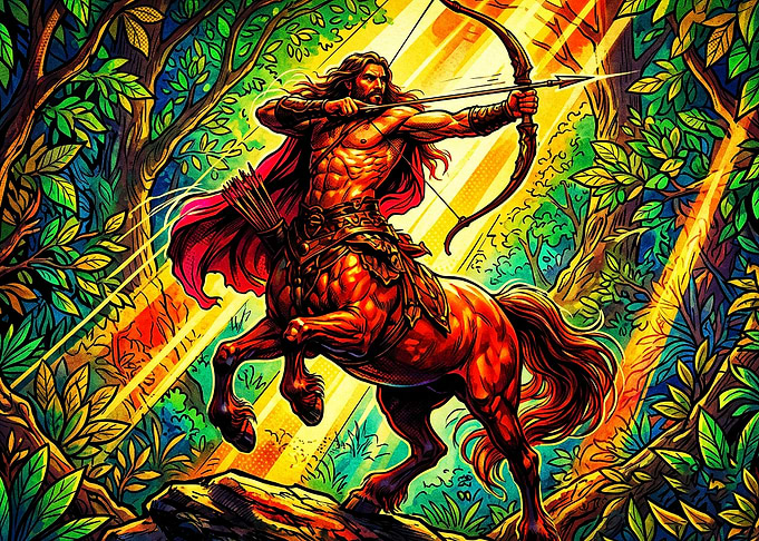 Centaur Archer Fantasy Stained Glas