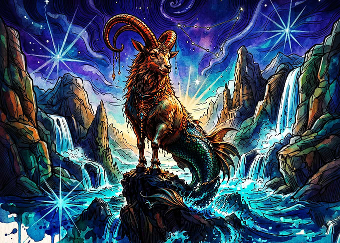 Capricorn Zodiac Cosmic Fantasy Art