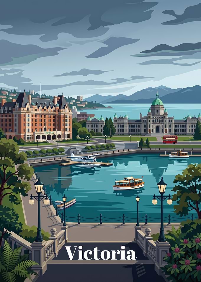 Victoria British Columbia Travel Poster
