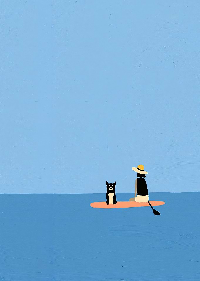 Person and Dog Paddleboarding
