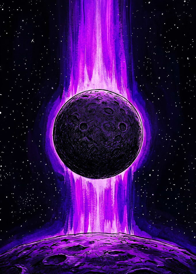 Purple Cosmic Moon Energy Beam