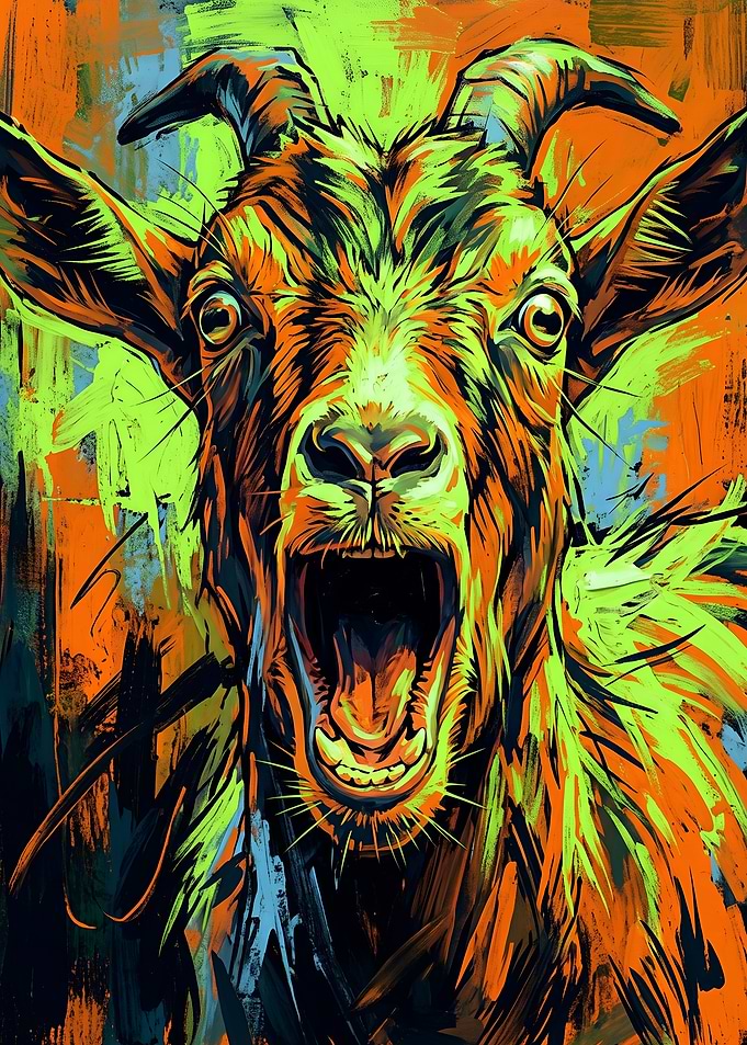 Screaming Goat Neon Pop Art Portrait