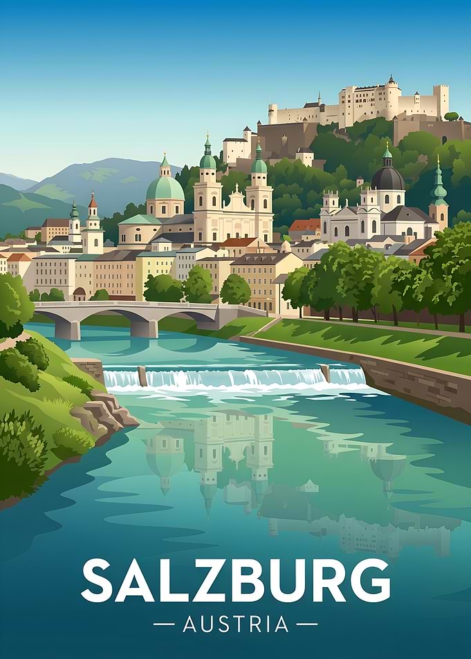 Salzburg Austria Travel Poster