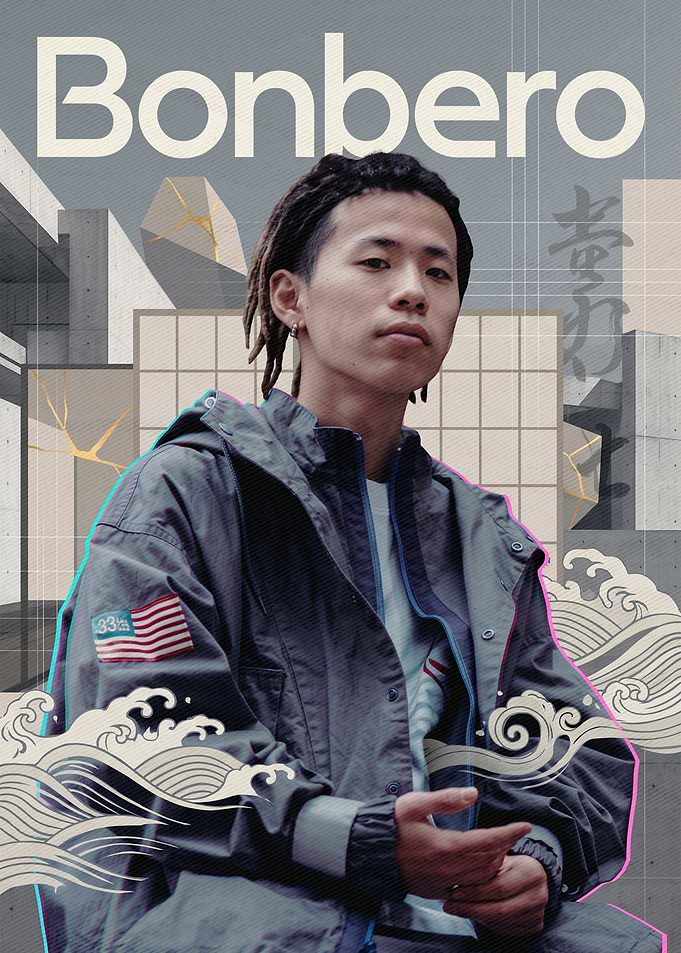 Bonbero Portrait with Japanese Graphic Elements