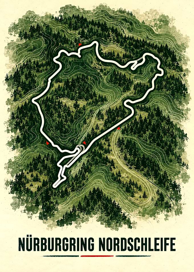 Nürburgring Nordschleife Track Map Poster