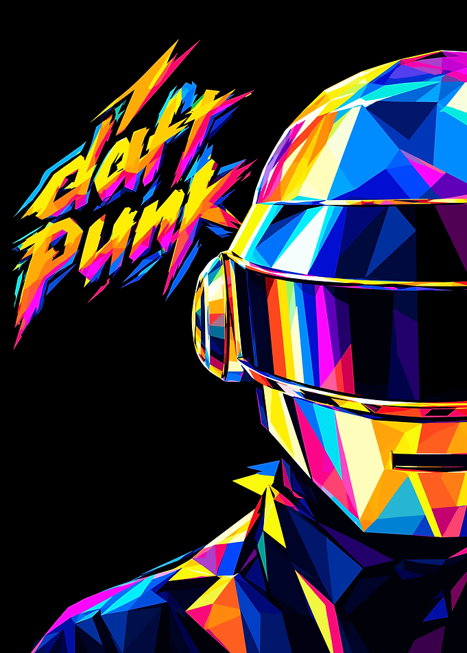 Daft Punk Low Poly Art Poster