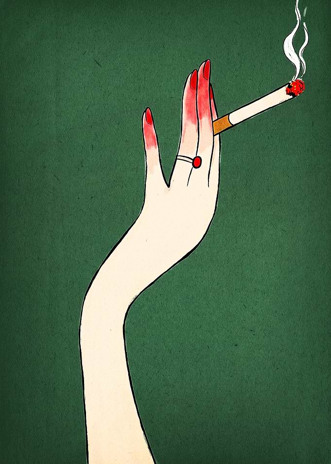 Elegant Hand Holding a Cigarette