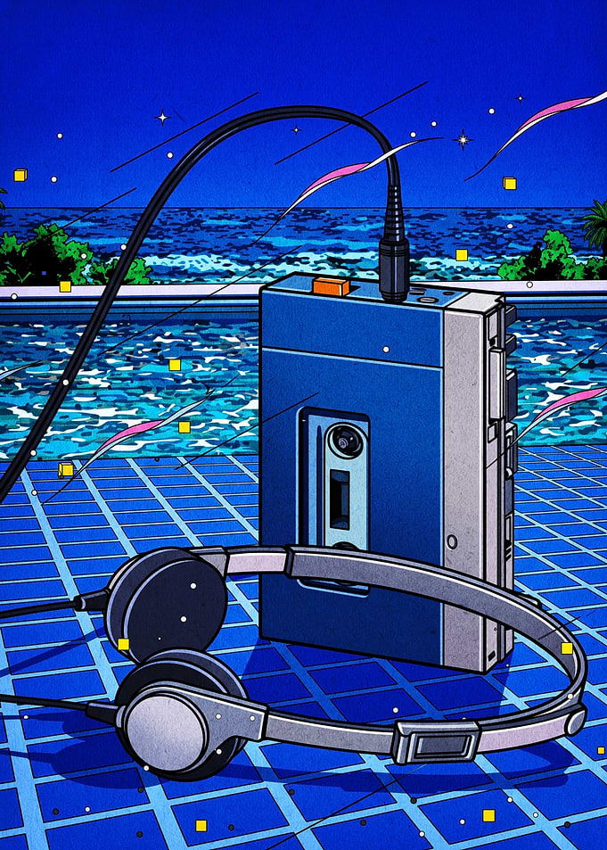 Retro Cassette Player by the Pool