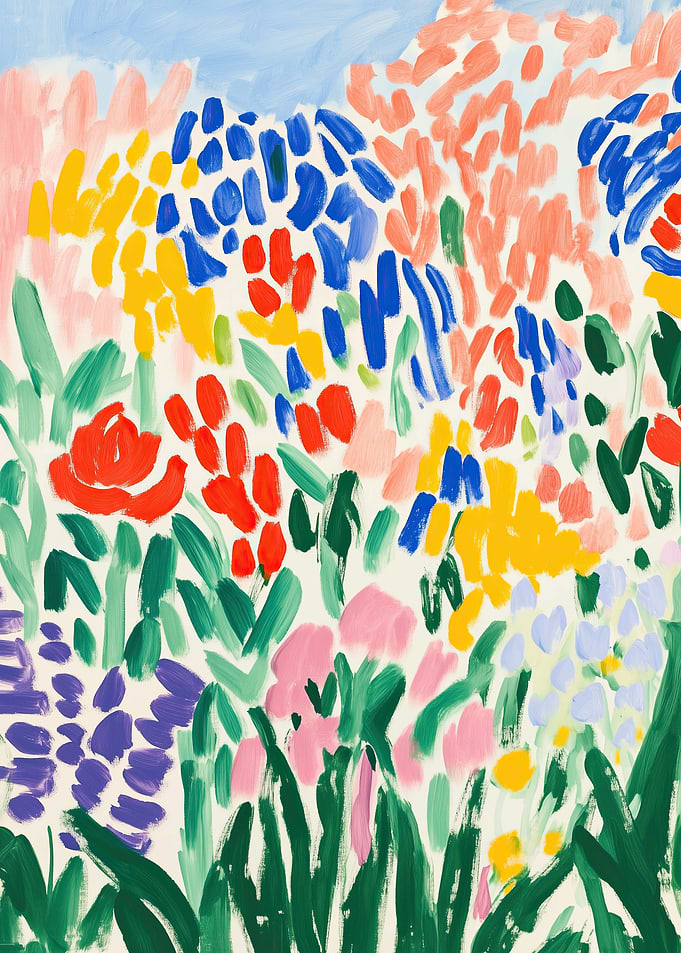 Abstract Impressionist Floral Garden Painting