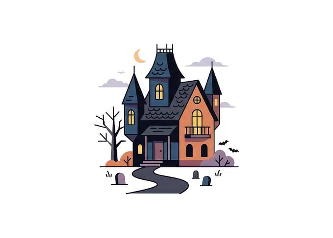 Spooky Haunted House Illustration