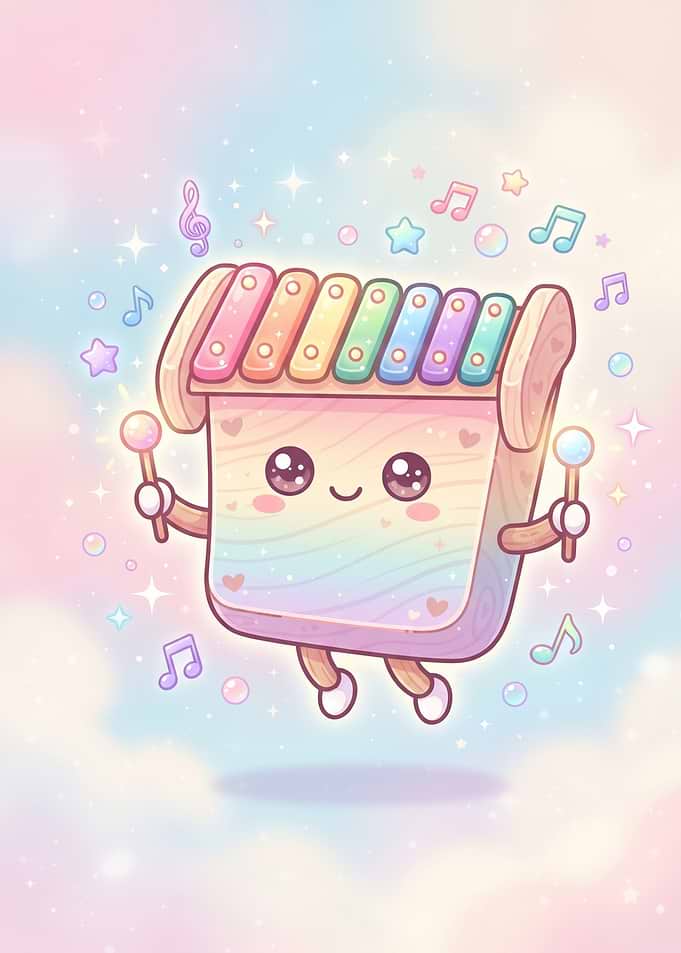 Cute Kawaii Rainbow Xylophone Character