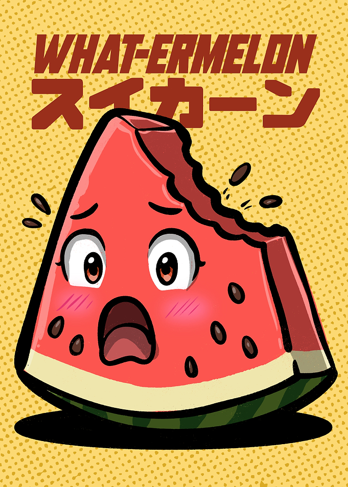 What-ermelon - Funny Shocked Watermelon Slice Retro Vintage Art