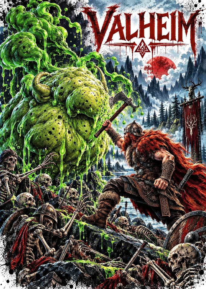 Valheim Viking Warrior Battle Scene