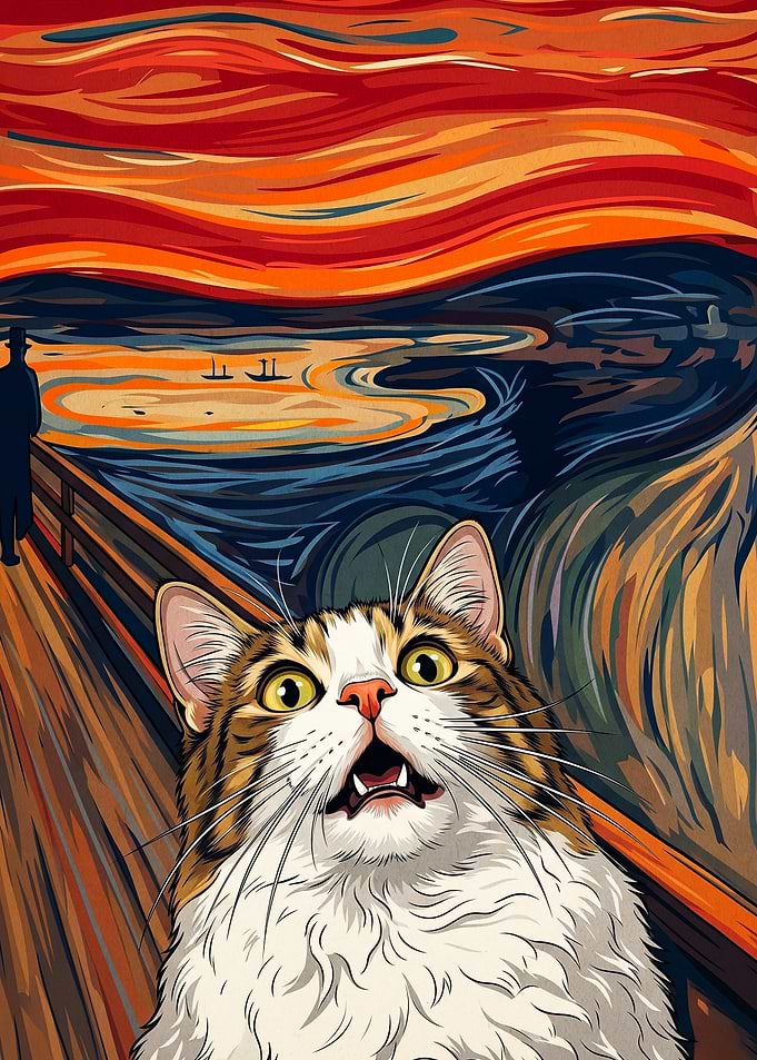 Cat Scream Funny Art Poster