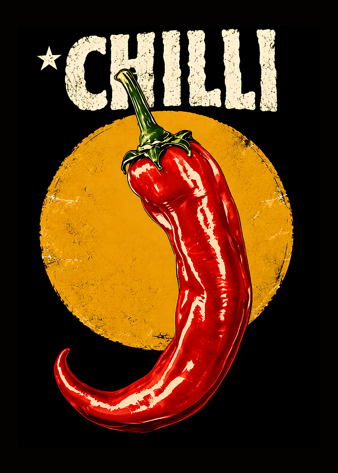 Vintage Style Chilli Pepper Graphic
