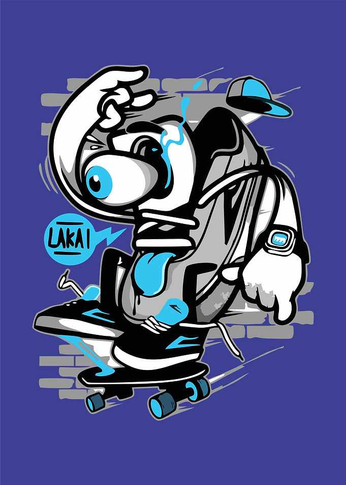 Lakai Skateboarding Cartoon Character Graphic