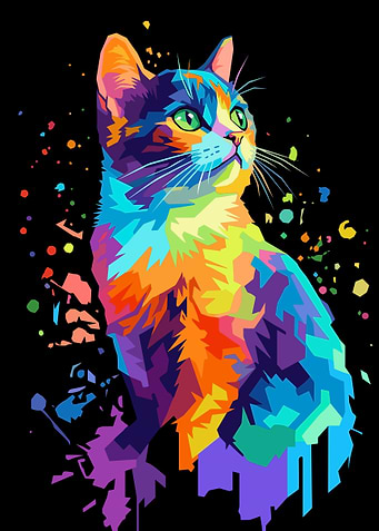 Colorful Pop Art Cat Portrait