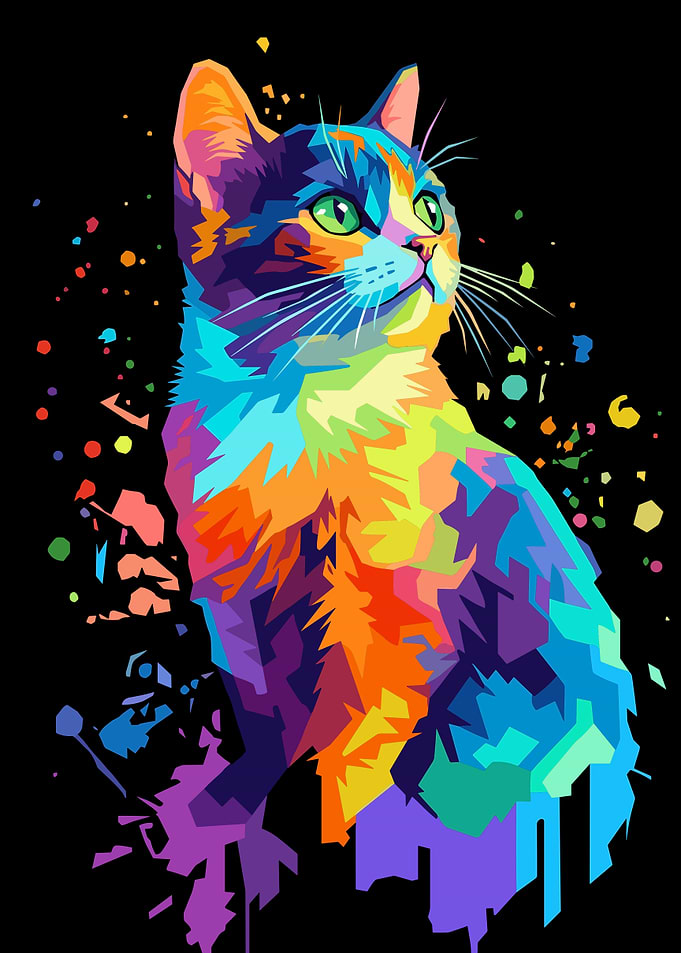 Colorful Pop Art Cat Portrait