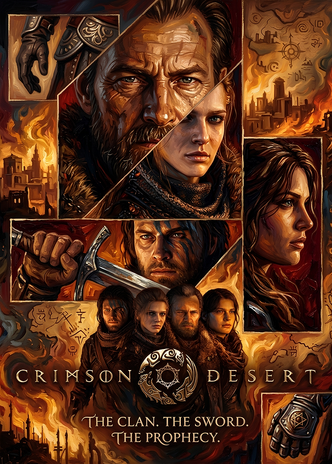 Crimson Desert Fantasy Game Poster