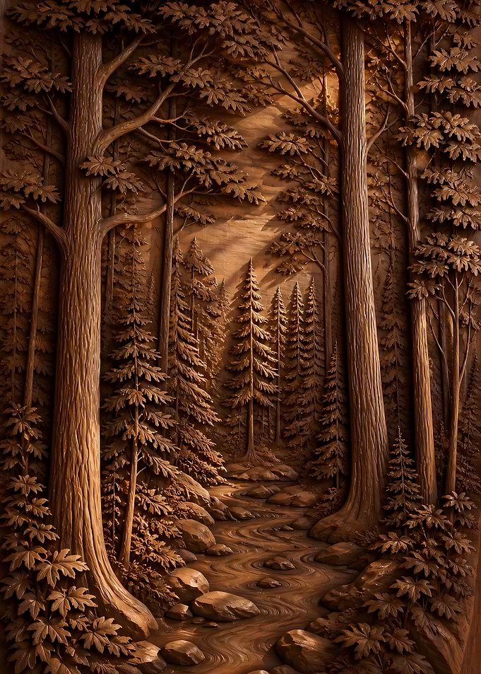 2653 - Walnut Forest Carving