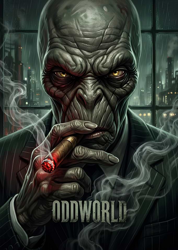 Oddworld Glukkon Smoking Cigar Portrait