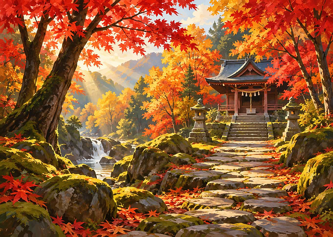 Autumn Japanese Temple Landscape
