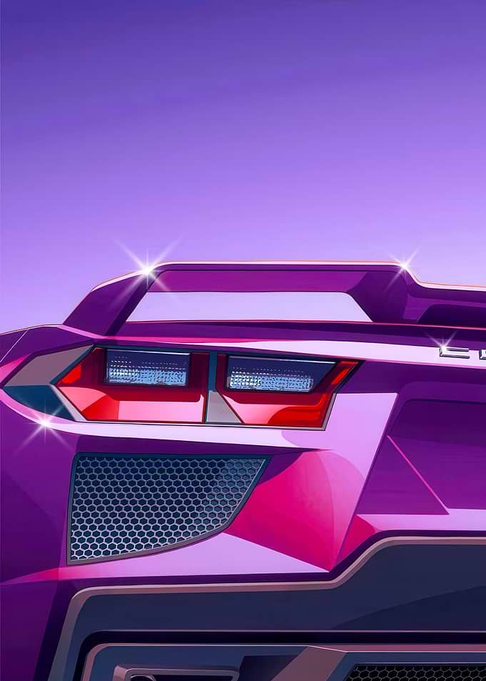 Purple Sports Car Rear View
