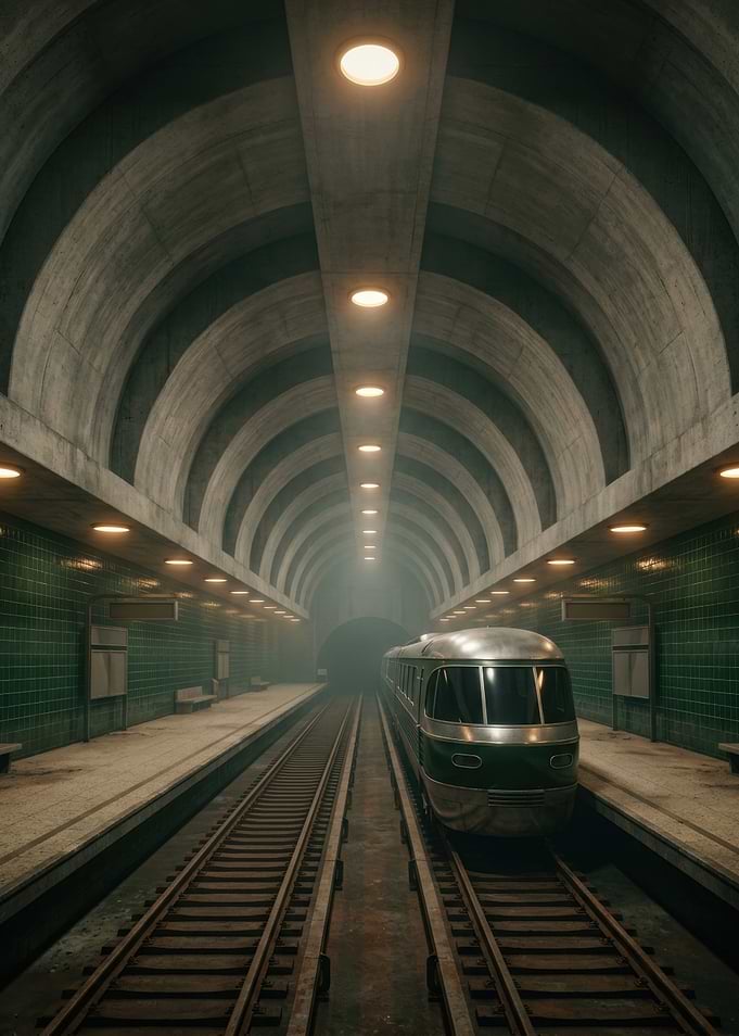 Vintage Train in Underground Station