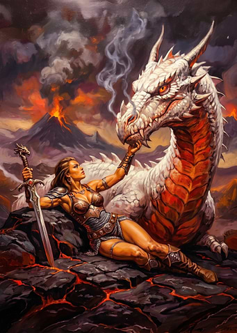 Warrior Woman and White Dragon