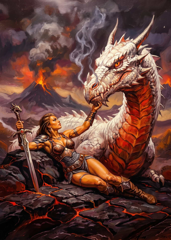 Warrior Woman and White Dragon