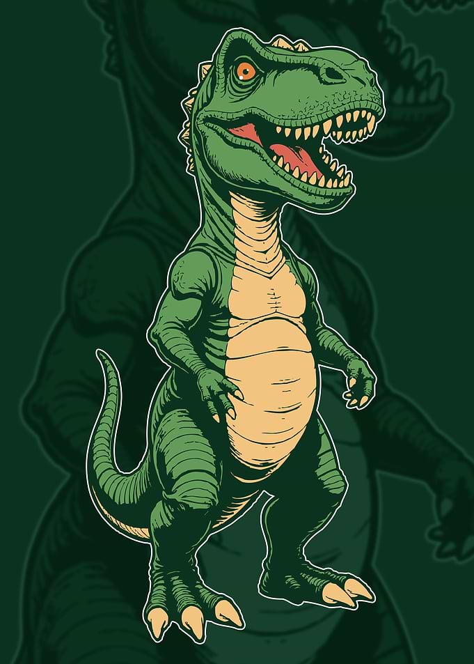 Stylized Green T-Rex Illustration