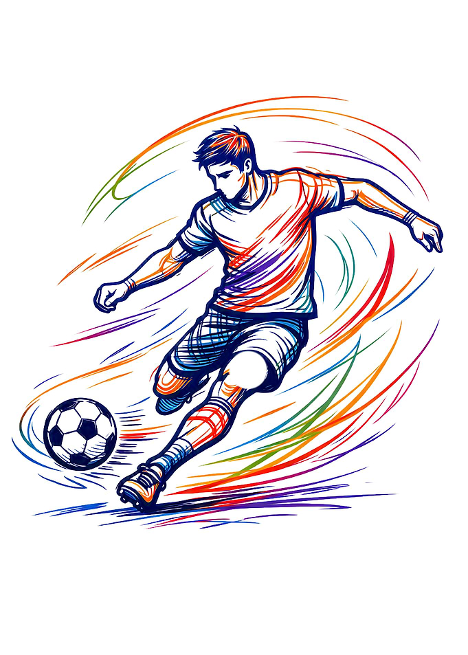 Soccer Player Line Drawing