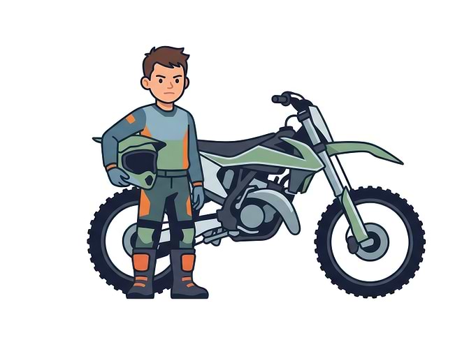 Young Motocross Rider with Bike