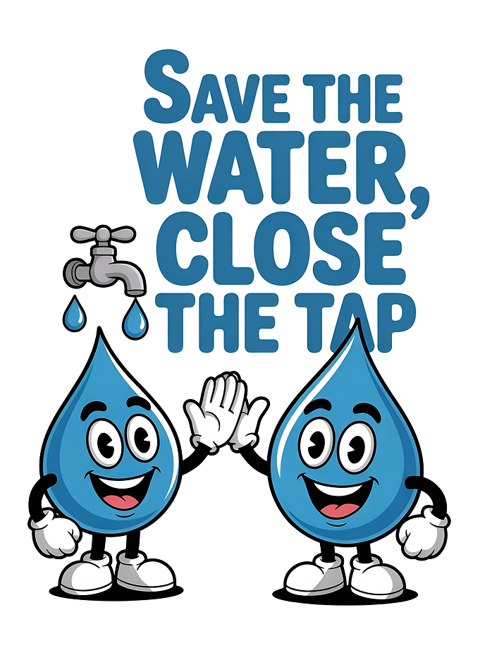 Save the Water Cartoon Illustration