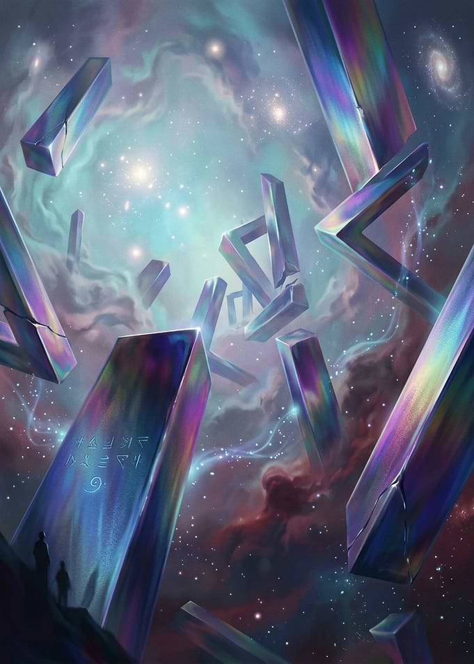 Floating Iridescent Monoliths in Space