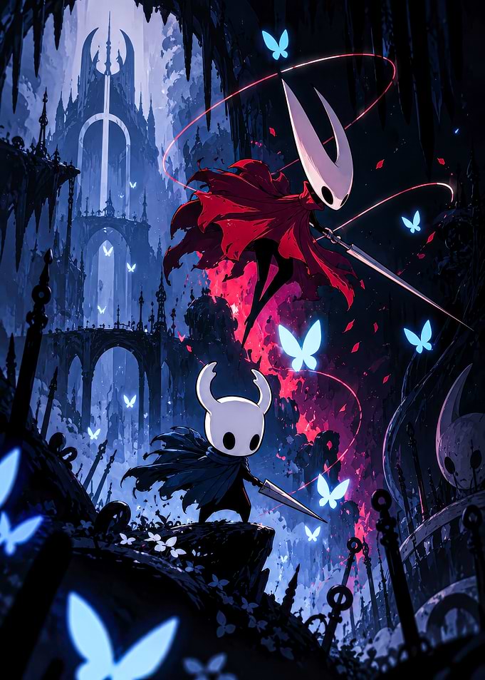 Hollow Knight and Hornet Battle Scene