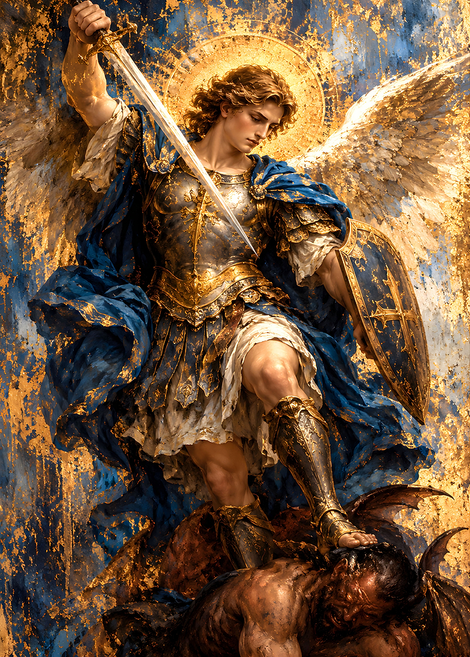Saint Michael Archangel Defeating Satan