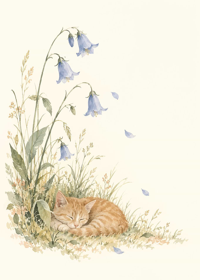 Sleeping Ginger Kitten in Wildflowers