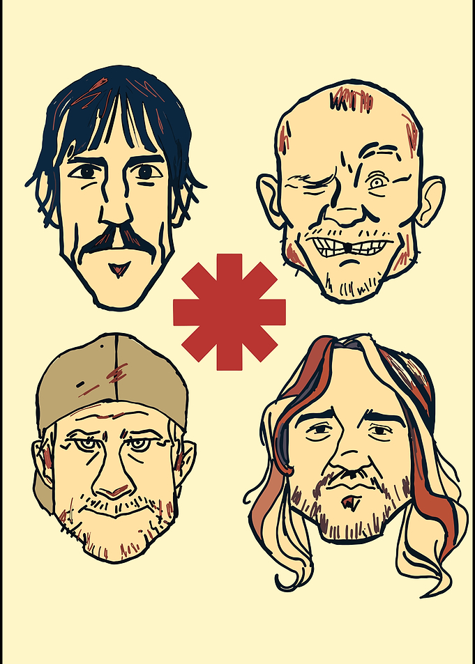 Red Hot Chili Peppers Caricature Illustration