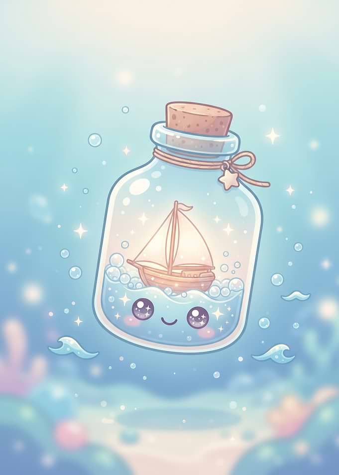 Cute Kawaii Ship in a Bottle
