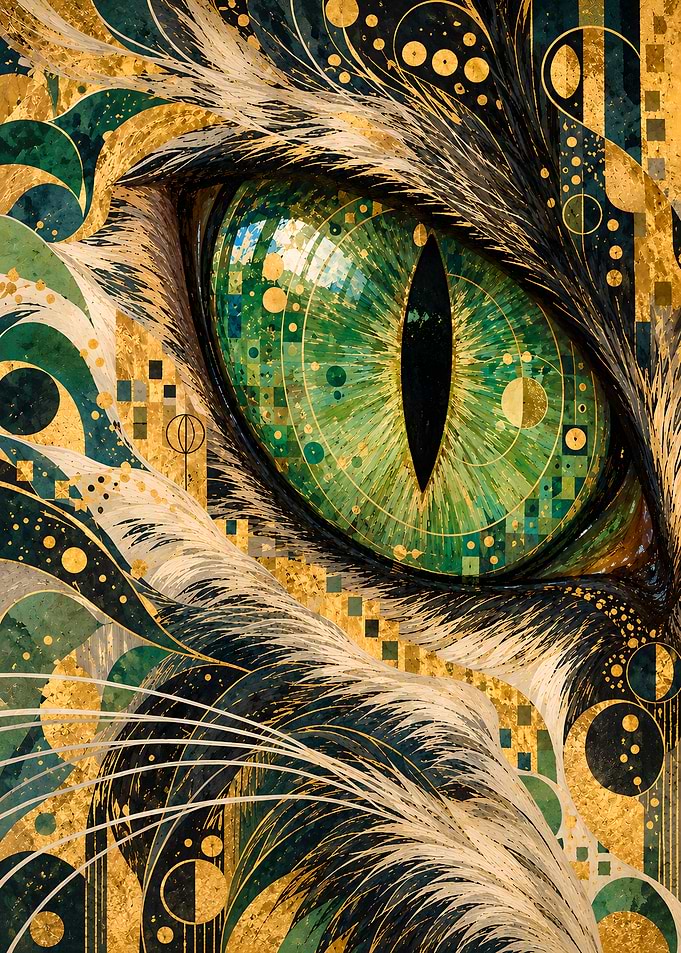 Golden Art Nouveau Cat Eye
