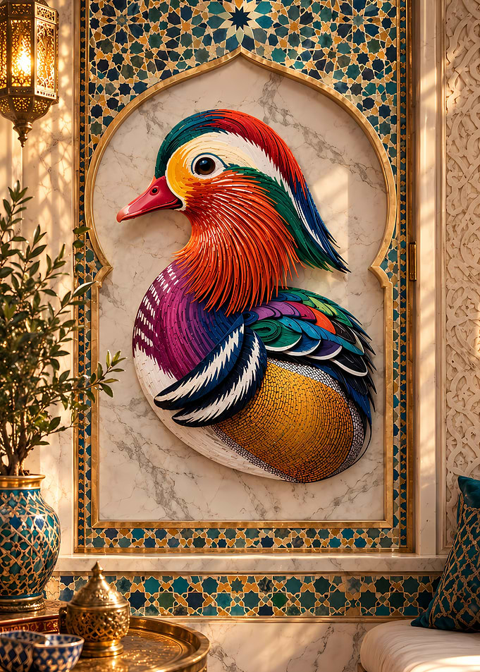 Mandarin Duck Wall Art Mosaic