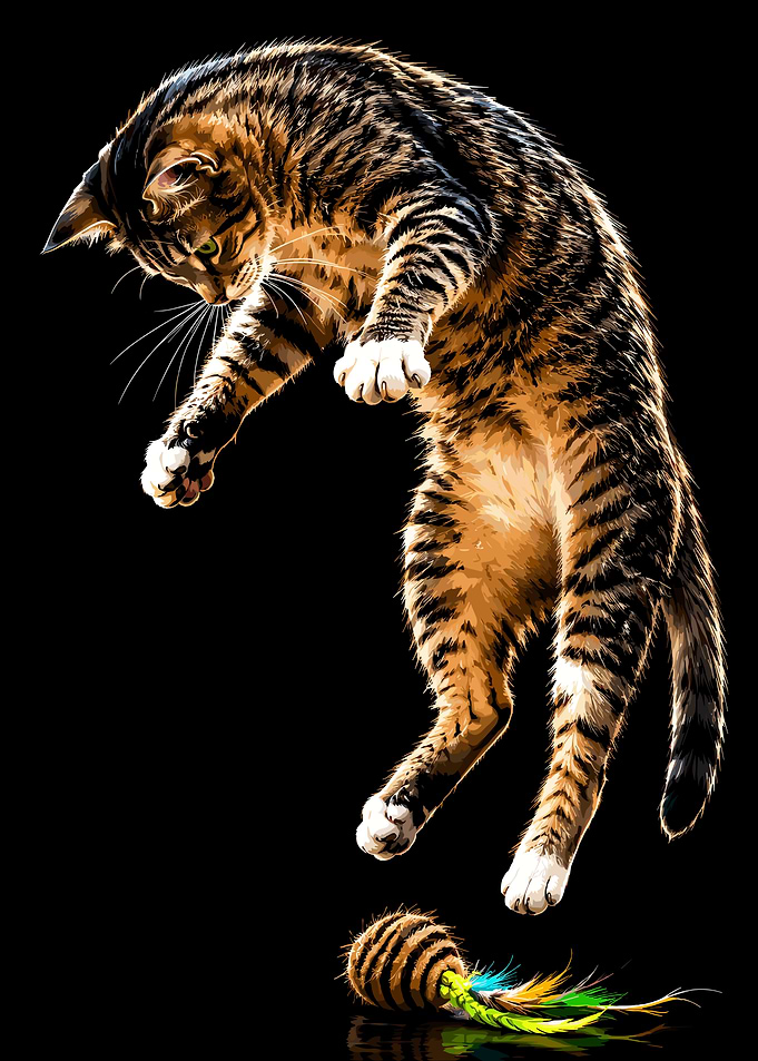 Playful Tabby Cat Pouncing