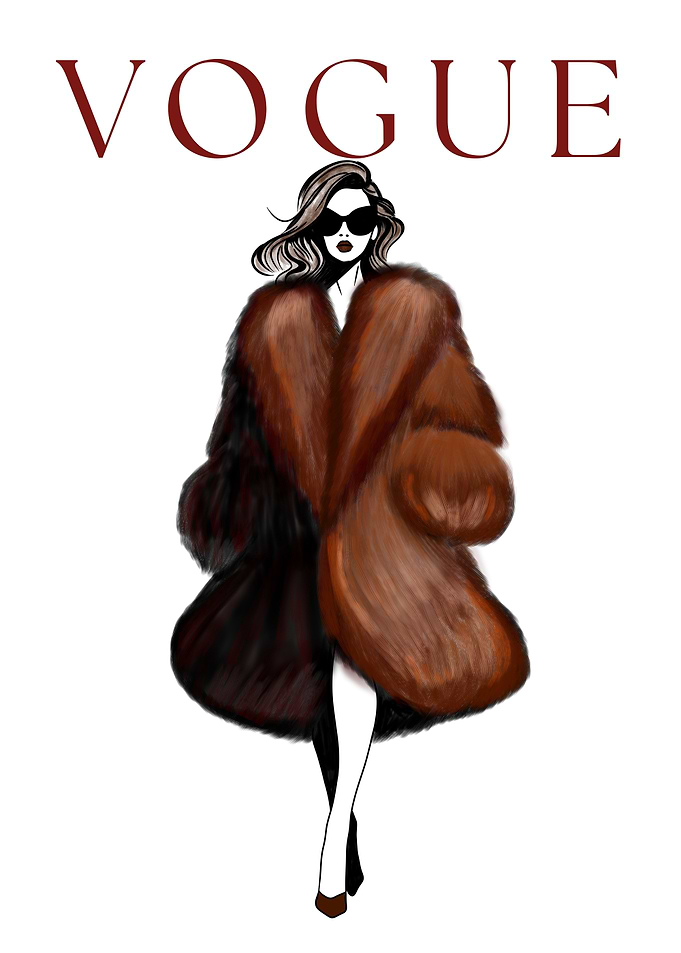Vogue Fashion Illustration with Fur Coat