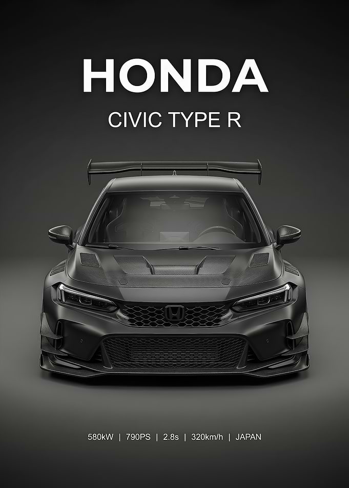Black Honda Civic Type R Poster