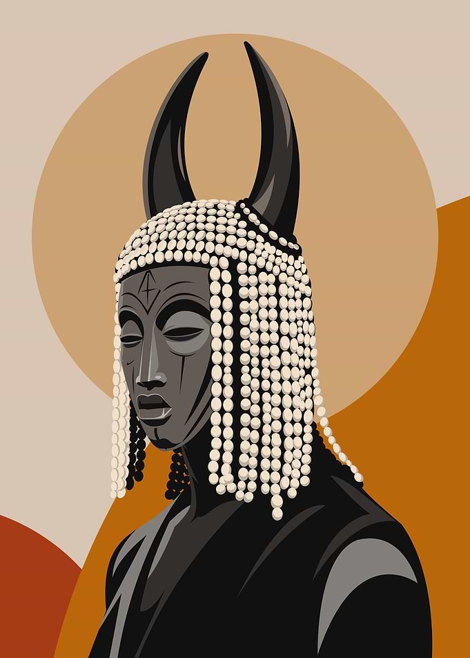 Stylized African Mask Portrait