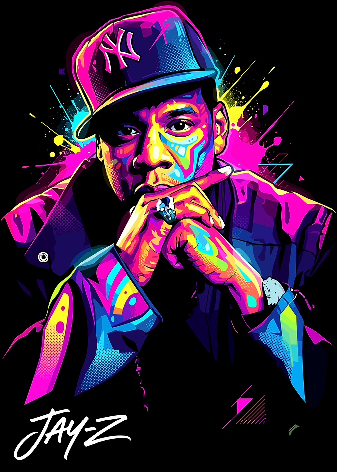 Neon Pop Art Portrait of Jay-Z