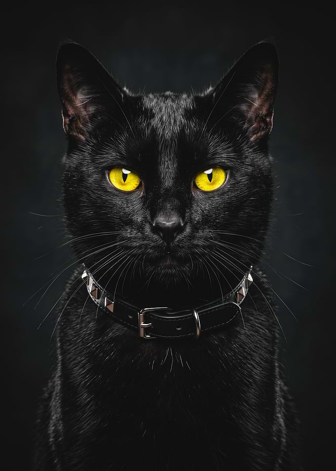 Black Cat with Studded Collar